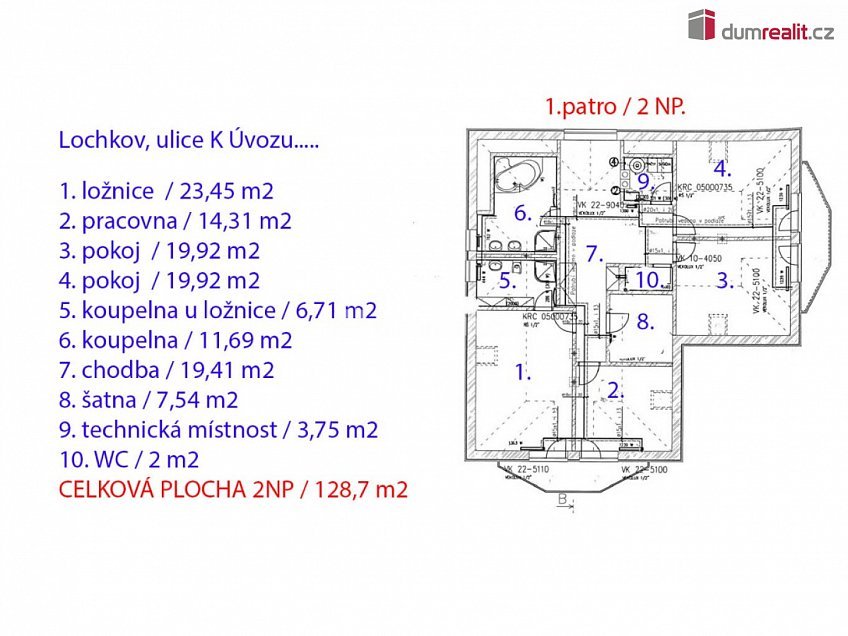 Prodej  rodinného domu 261 m^2 K úvozu, Praha-Lochkov 