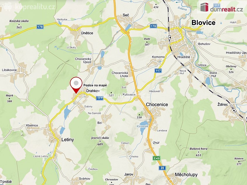 Prodej  stavebního pozemku 1247 m^2 Drahkov, Drahkov 
