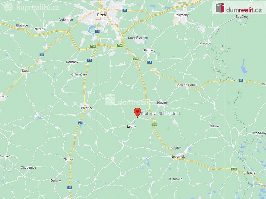 Prodej  stavebního pozemku 1247 m^2 Drahkov, Drahkov 