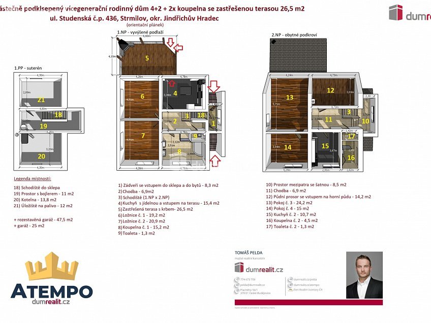 Prodej  rodinného domu 260 m^2 Studenská, Strmilov 