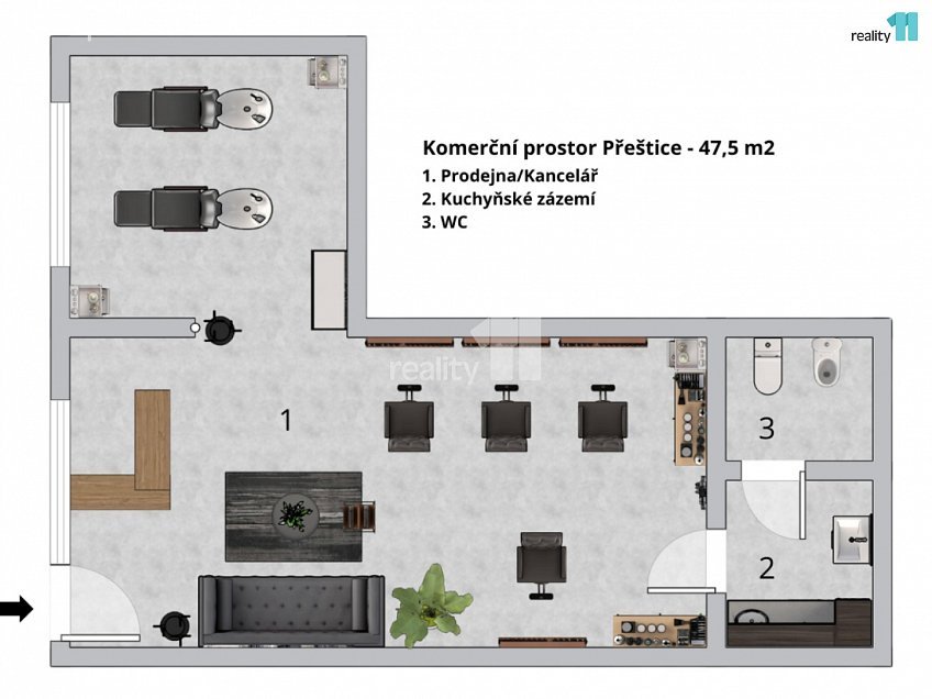 Prodej  obchodních prostor 47 m^2 Husova, Přeštice 