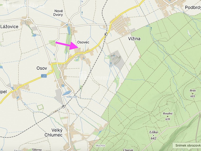 Prodej  stavebního pozemku 1028 m^2 Osov, Osov 