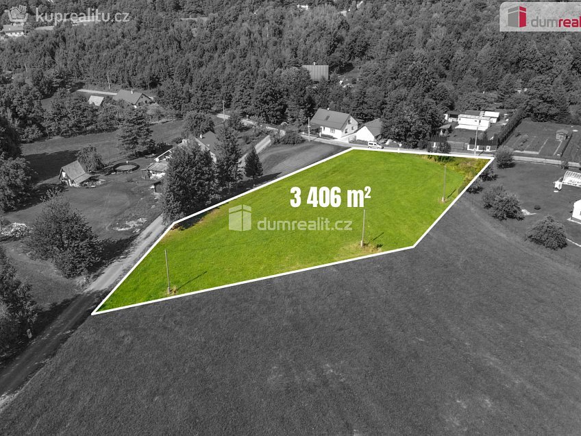 Prodej  stavebního pozemku 3406 m^2 Buzkovice, Frenštát pod Radhoštěm 