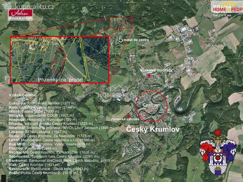 Prodej  stavebního pozemku 843 m^2 Český Krumlov, Český Krumlov 