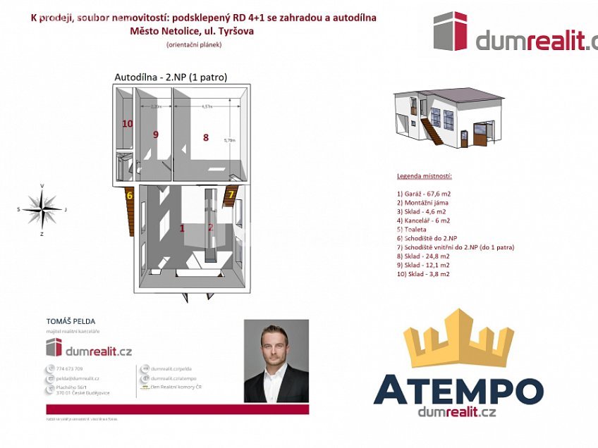 Prodej  rodinného domu 321 m^2 Tyršova, Netolice 