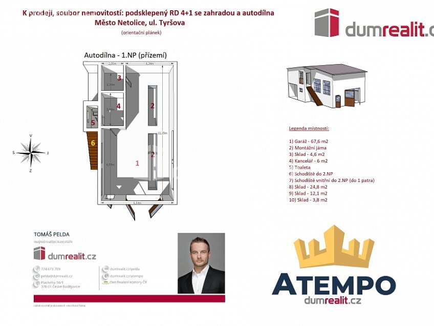 Prodej  rodinného domu 321 m^2 Tyršova, Netolice 