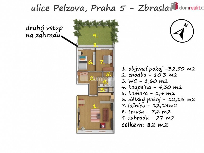 Prodej bytu 3+kk 82 m^2 Pelzova, Praha-Zbraslav 