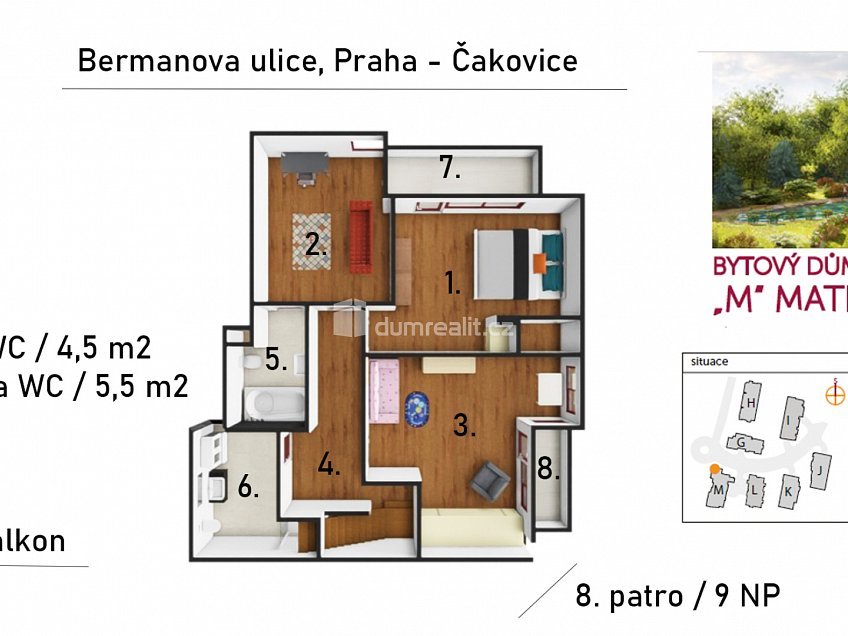Prodej bytu 4+kk 120 m^2 Bermanova, Praha-Čakovice 