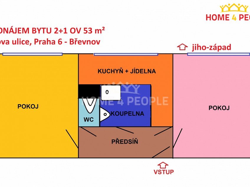 Pronájem bytu 2+1 53 m^2 Čílova, Praha 6 