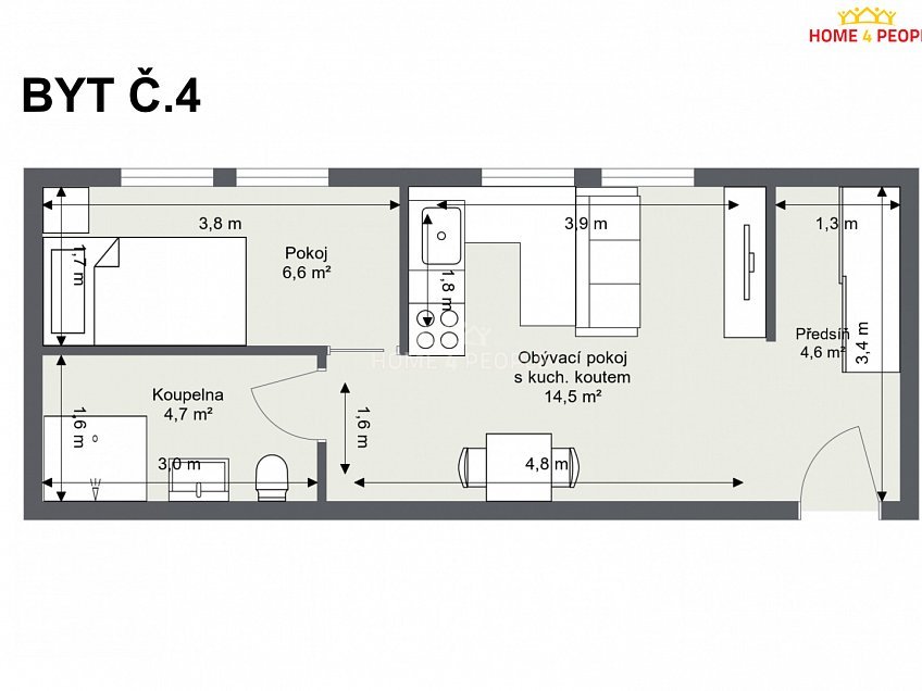 Pronájem bytu 2+kk 30 m^2 Chrášťany, Chrášťany 