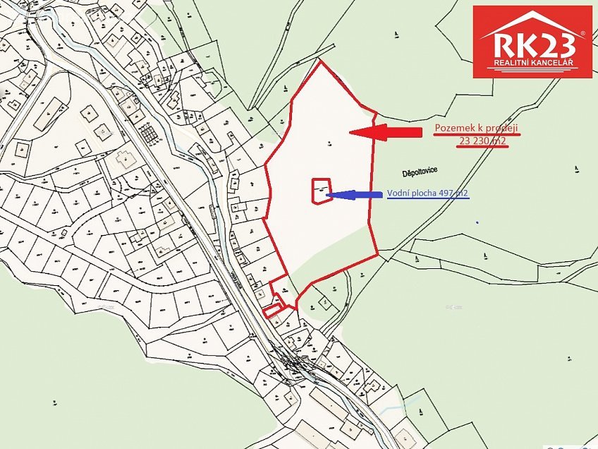 Prodej  stavebního pozemku 23230 m^2 Děpoltovice, Děpoltovice 