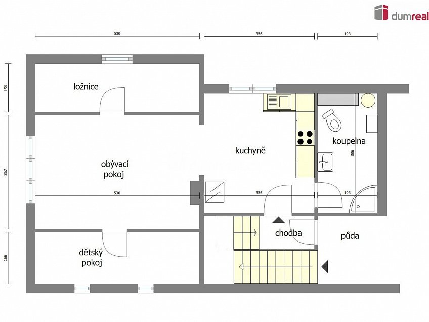 Pronájem bytu 2+kk 58 m^2 Záryby, Záryby 