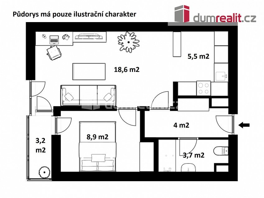 Pronájem bytu 2+kk 44 m^2 Táboritská, Třeboň 