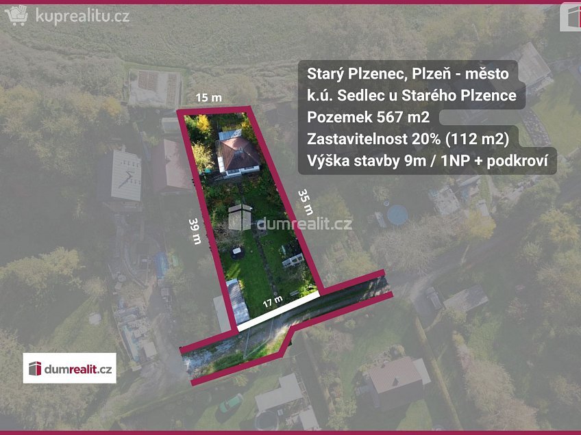 Prodej  stavebního pozemku 567 m^2 Na Štice, Starý Plzenec 