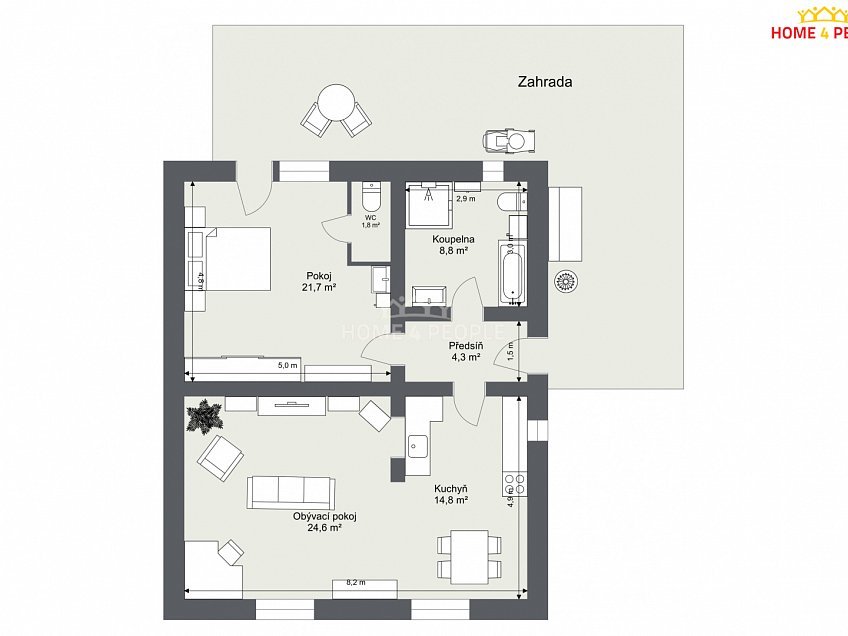 Pronájem bytu 2+kk 76 m^2 Chrášťany, Chrášťany 