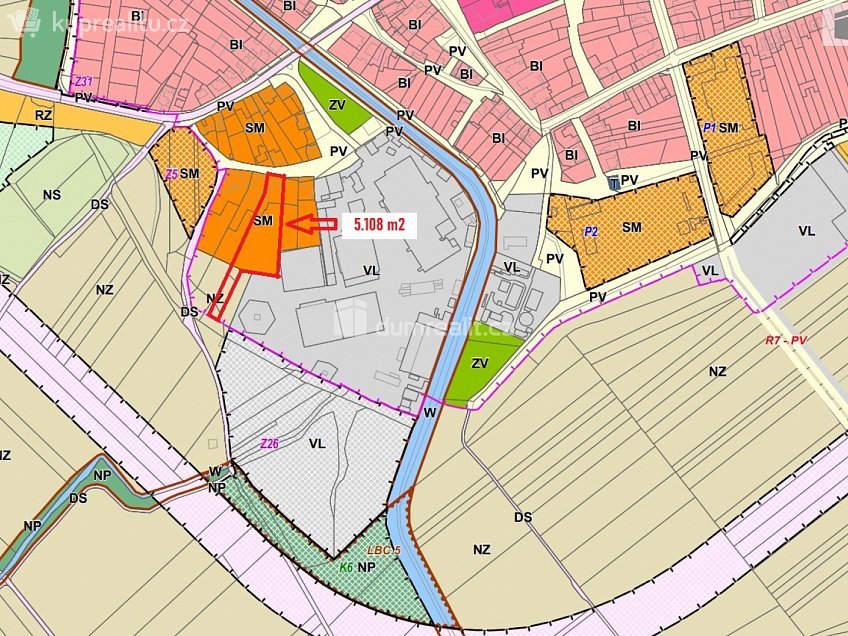 Prodej  stavebního pozemku 5108 m^2 Rybáře, Podivín 