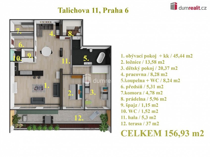 Prodej bytu 3+kk 157 m^2 Talichova, Praha 6 