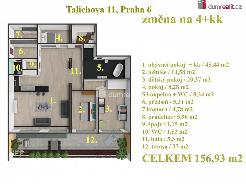 Prodej bytu 3+kk 157 m^2 Talichova, Praha 6 