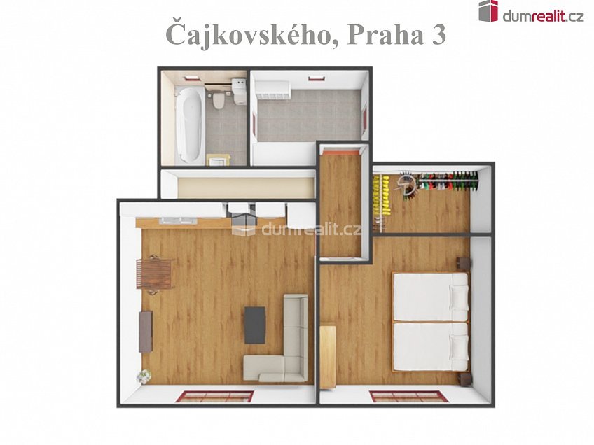 Pronájem bytu 2+kk 51 m^2 Čajkovského, Praha 3 
