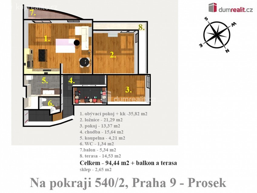Prodej bytu 3+kk 114 m^2 Na pokraji, Praha 9 