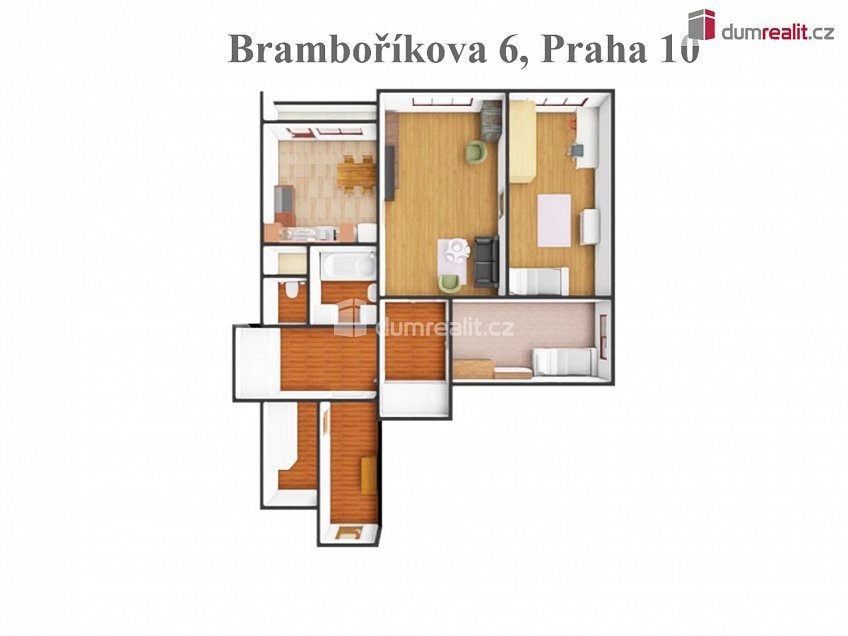 Pronájem bytu 3+1 72 m^2 Bramboříková, Praha 10 