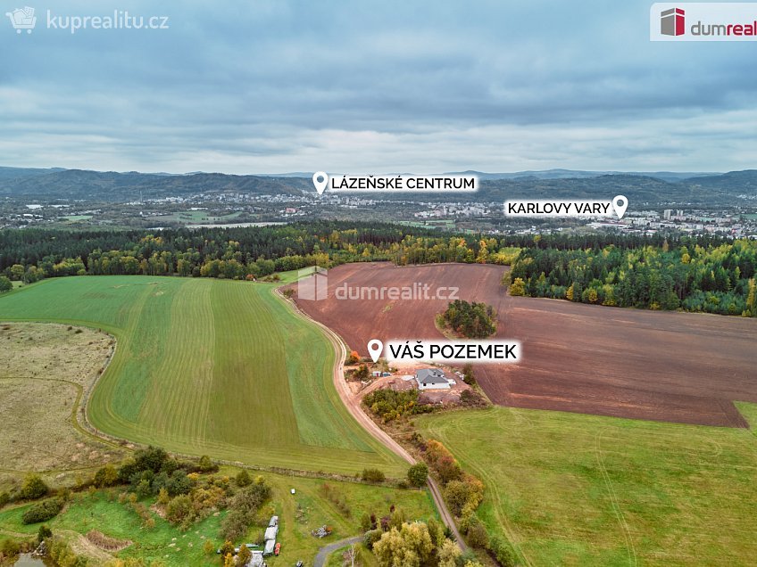 Prodej  stavebního pozemku 1427 m^2 Nová Role, Nová Role 