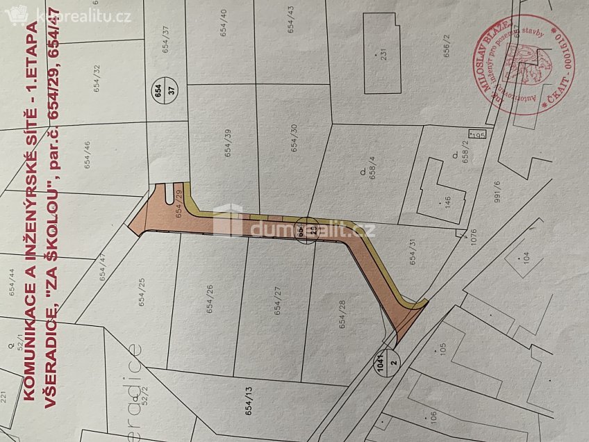 Prodej  stavebního pozemku 1071 m^2 Všeradice, Všeradice 