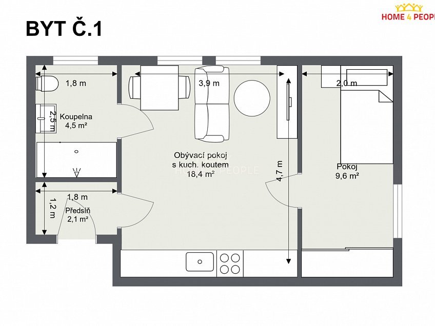 Pronájem bytu 2+kk 35 m^2 Chrášťany, Chrášťany 