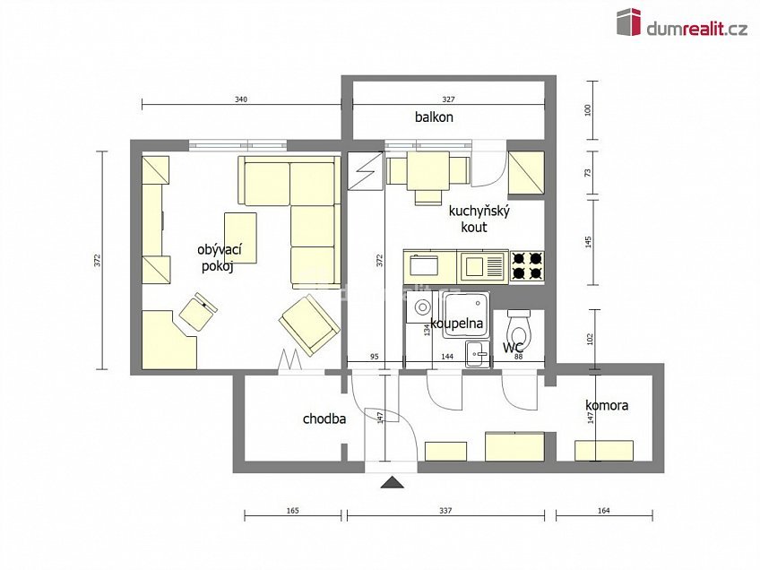Pronájem bytu 1+1 38 m^2 Pražská, Mělník 