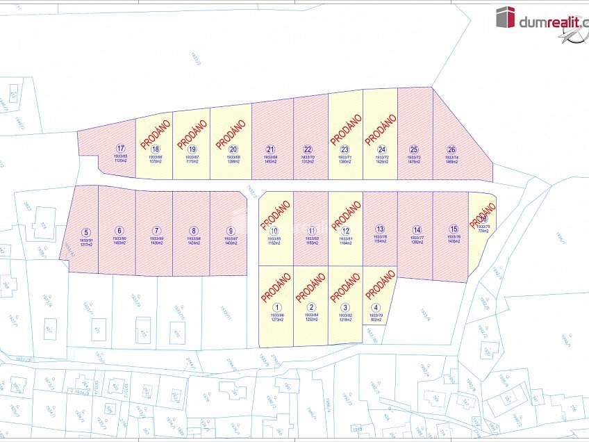 Prodej  stavebního pozemku 1744 m^2 Tři Sekery, Tři Sekery 