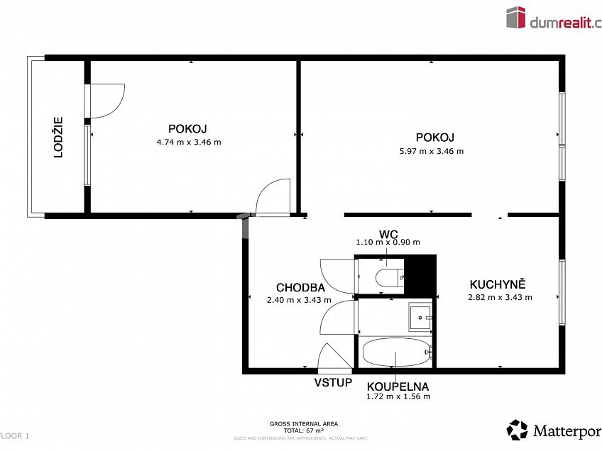 Pronájem bytu 2+1 60 m^2 SNP, Jirkov 
