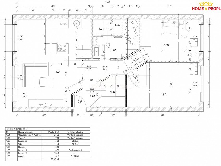 Prodej bytu 3+kk 67 m^2 Na strži, Praha 4 