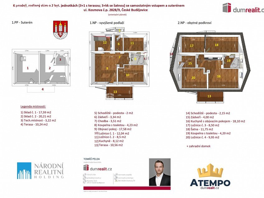 Prodej  rodinného domu 179 m^2 Kosmova, České Budějovice 