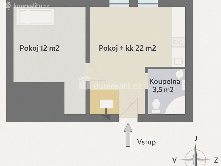 Pronájem bytu 2+kk 39 m^2 9. května, Lužná 