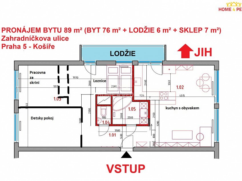 Pronájem bytu 3+1 89 m^2 Zahradníčkova, Praha 5 