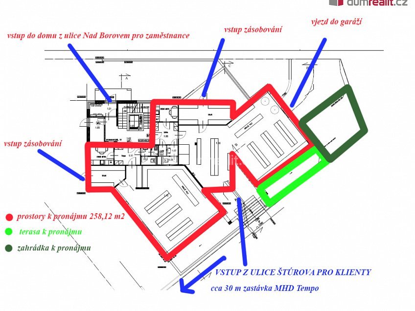 Pronájem  obchodních prostor 143 m^2 Štúrova, Praha 4 