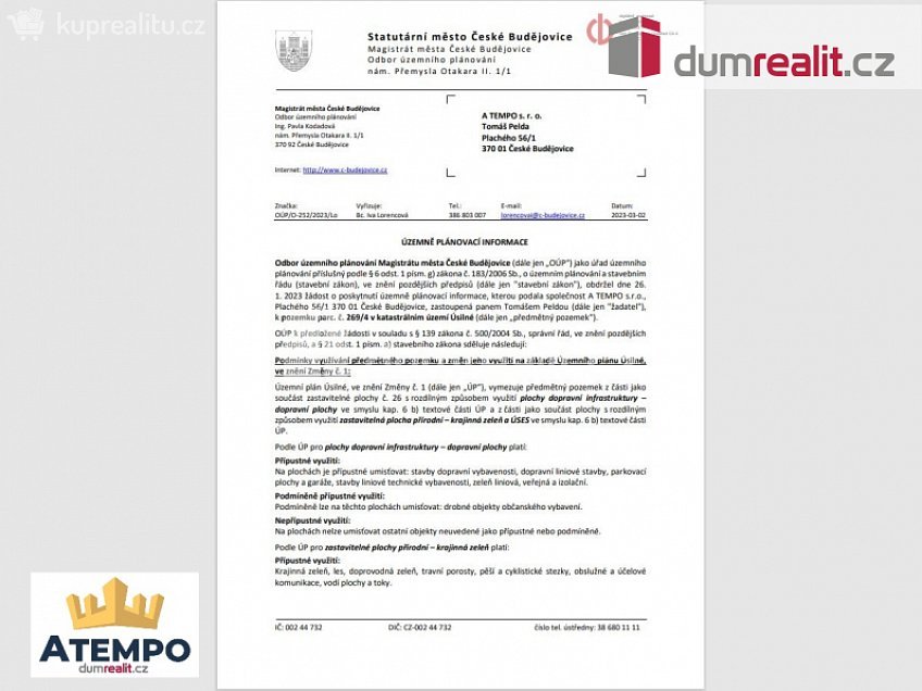 Prodej  stavebního pozemku 6439 m^2 Úsilné, Úsilné 