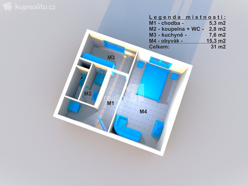 Pronájem bytu 1+1 31 m^2 Dělnická, Kolín 
