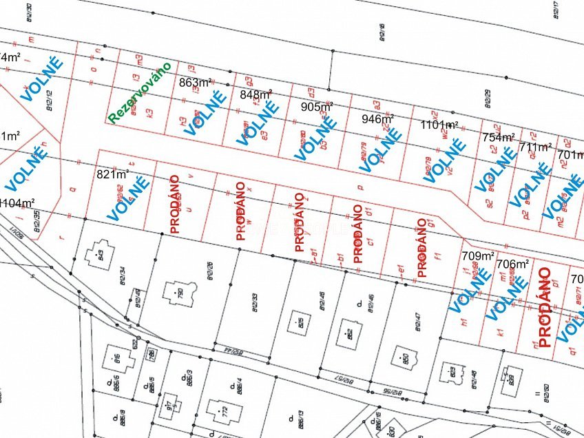 Prodej  stavebního pozemku 800 m^2 Na Čeperce, Bystřice 