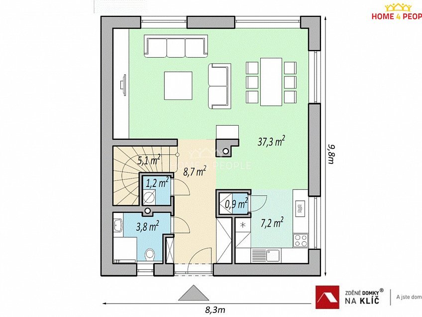 Prodej  domu na klíč 121 m^2 Pampelišková, Zlín 