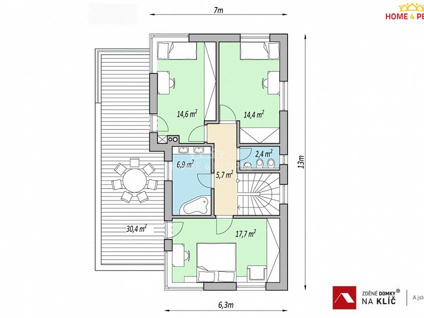 Prodej  domu na klíč 149 m^2 Nivy II, Zlín 
