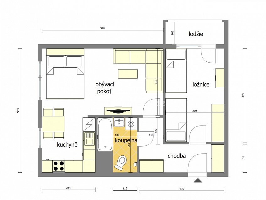 Prodej bytu 2+1 52 m^2 Kojetická, Neratovice 