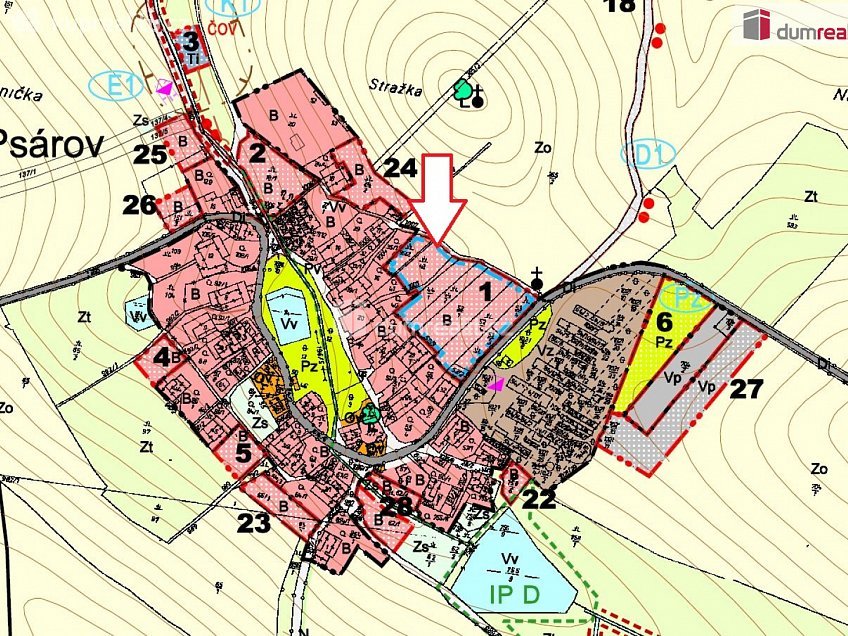 Prodej  stavebního pozemku 1025 m^2 Psárov, Psárov 
