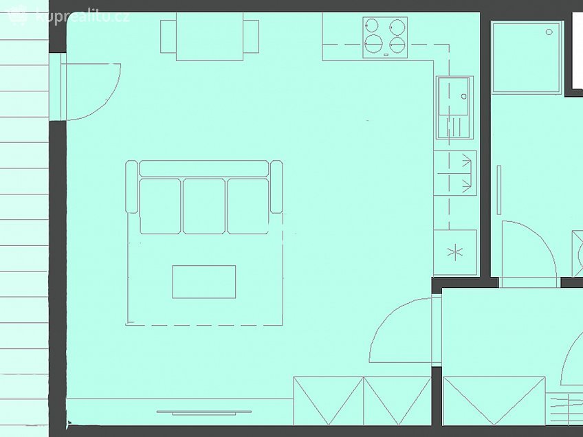 Pronájem bytu 1+kk 43 m^2 Brno, Hor.Heršpice, ul. Jižní, Brno 61900