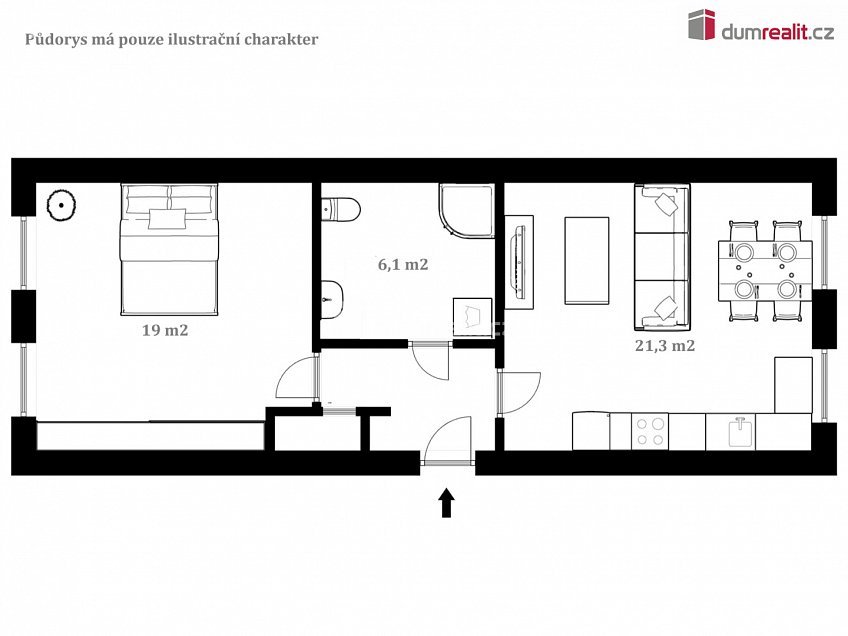 Pronájem bytu 2+kk 51 m^2 Klavíkova, České Budějovice 