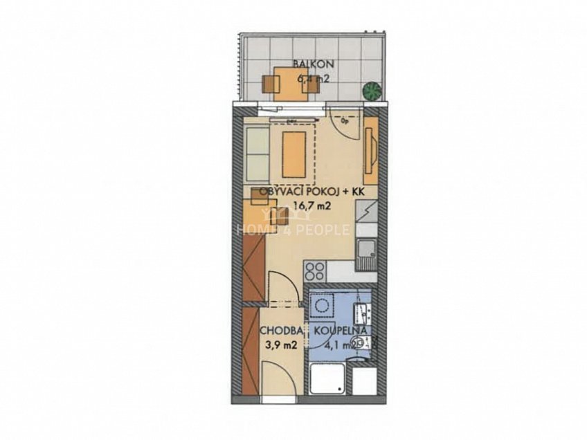 Prodej bytu 1+kk 26 m^2 Gollové, Praha 5 