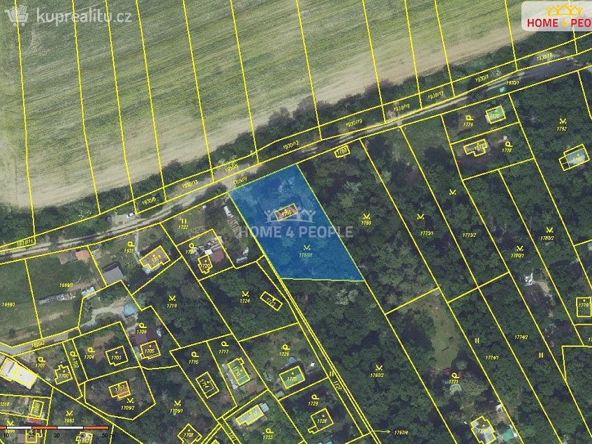 Prodej  pozemku 1285 m^2 Praha-Lipence, Praha-Lipence 