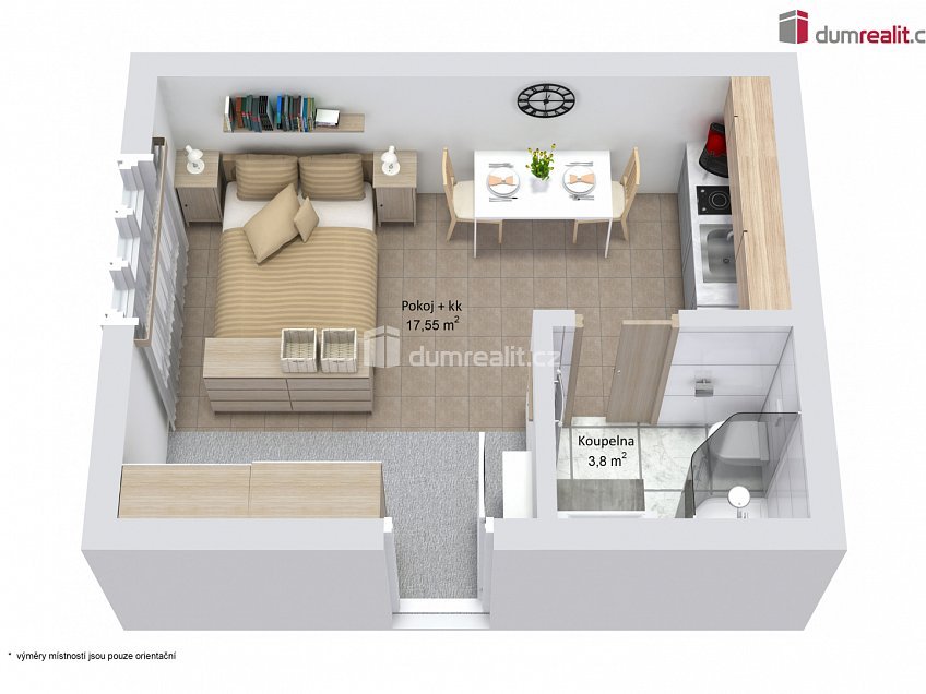 Pronájem bytu 1+kk 21 m^2 Emy Destinové, Ústí nad Labem 