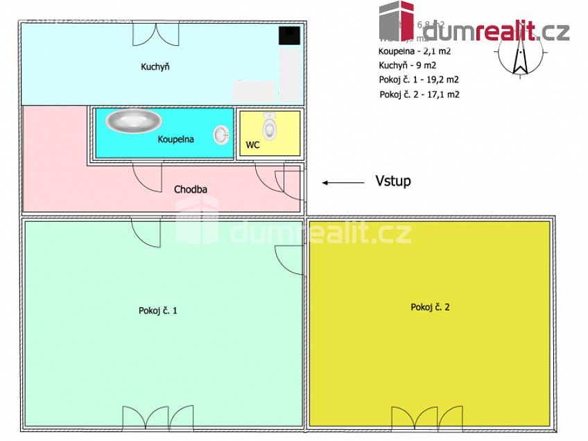 Pronájem bytu 2+1 56 m^2 Severní, Ostrov 