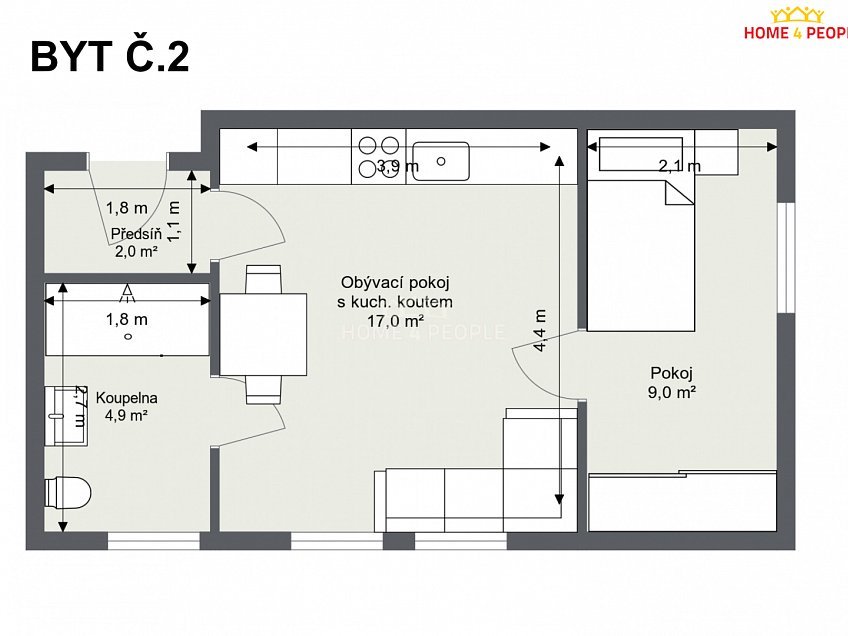 Pronájem bytu 2+kk 33 m^2 Chrášťany, Chrášťany 